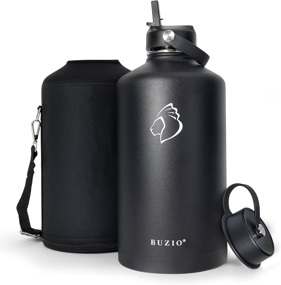 BUZIO 1 Gallon Water Jug with Straw Handle Lid, 128oz Water Bottle Stainless Steel Double Wall Hy... | Amazon (US)