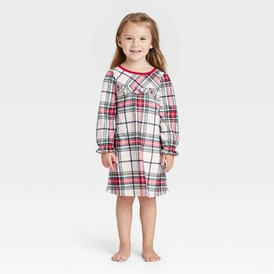 Toddler Holiday Plaid Flannel Matching Family Pajama NightGown - Wondershop™ White | Target