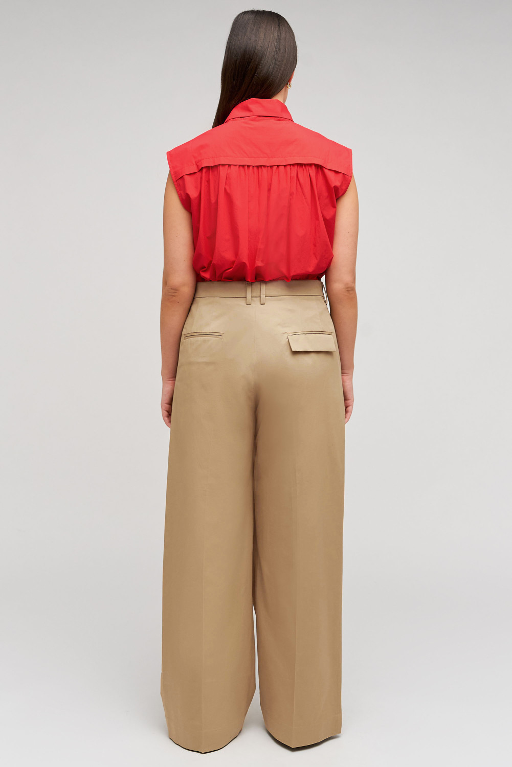 Cotton Pleat Pant - Camel | | Oroton