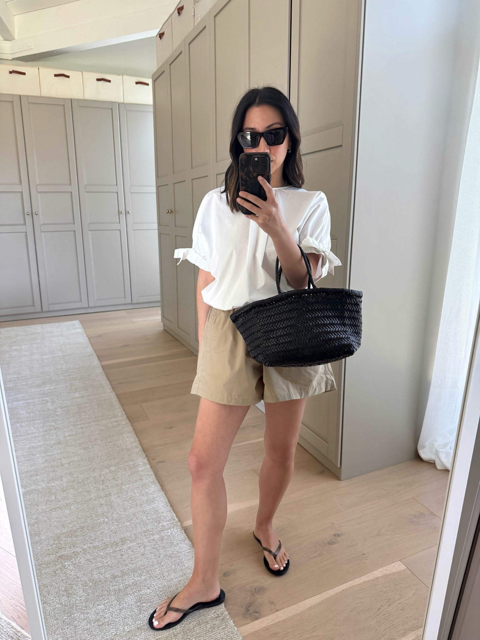 Stick to poplin pieces when dressing for hot weather - light airy pieces that are breathable. 

Zara top small - could wear the xs
Mikoh shorts 2
Black suede Stuido sandals 35
Dragon Diffusion tote small
YSL sunglasses 
Dorsey James necklace 15”
Electric Picks earrings

summer outfits, summer style, petite style

#LTKmomlife #LTKootd #LTKPetite