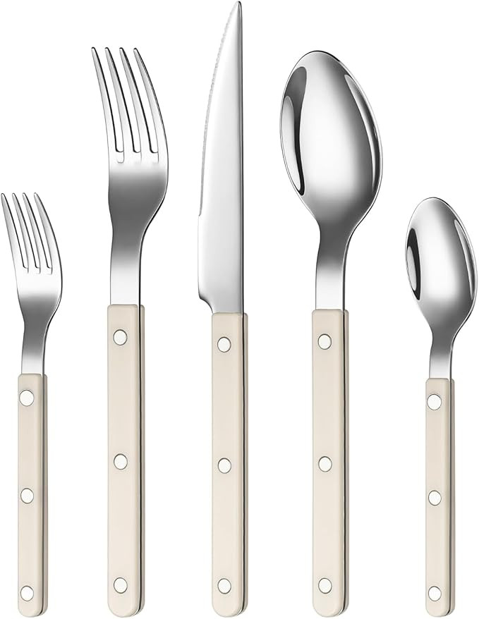 Khen Cutlery Set of 20, 18/8 Stainless Steel Flatware, Modern Silverware for Home, Kitchen, Dinin... | Amazon (US)