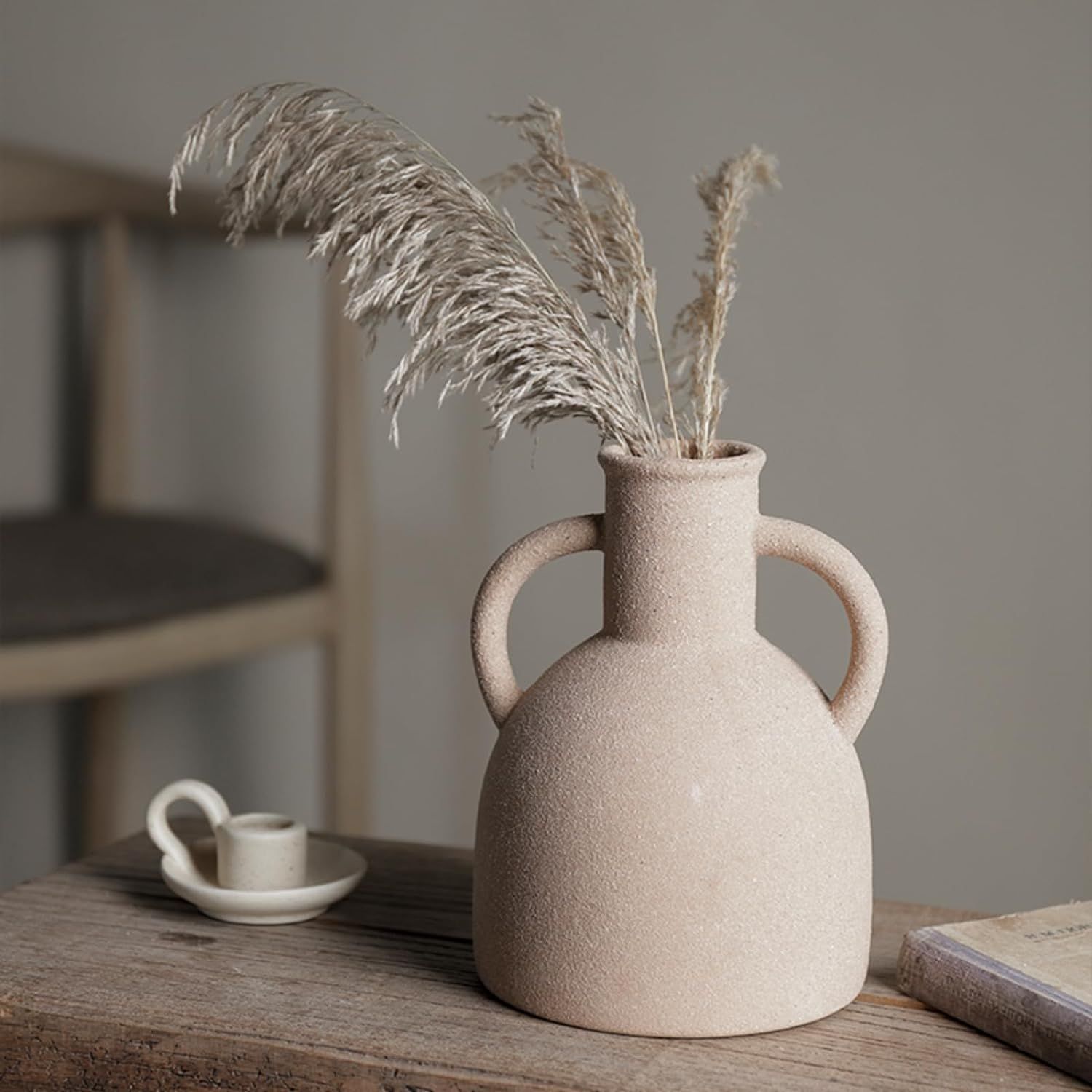 Farmhouse Decor, 7 Inch Rustic Distressed Pottery Decorative Flower Vase for Home Decor, Ideal Sh... | Amazon (US)