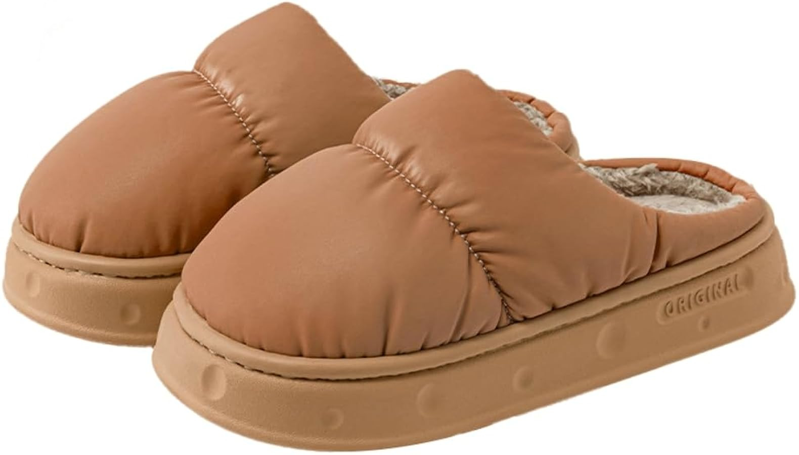 Rungion Furry House Slippers for Women Men Warm Soft Indoor Slippers Waterproof Puffer Slides Win... | Amazon (US)