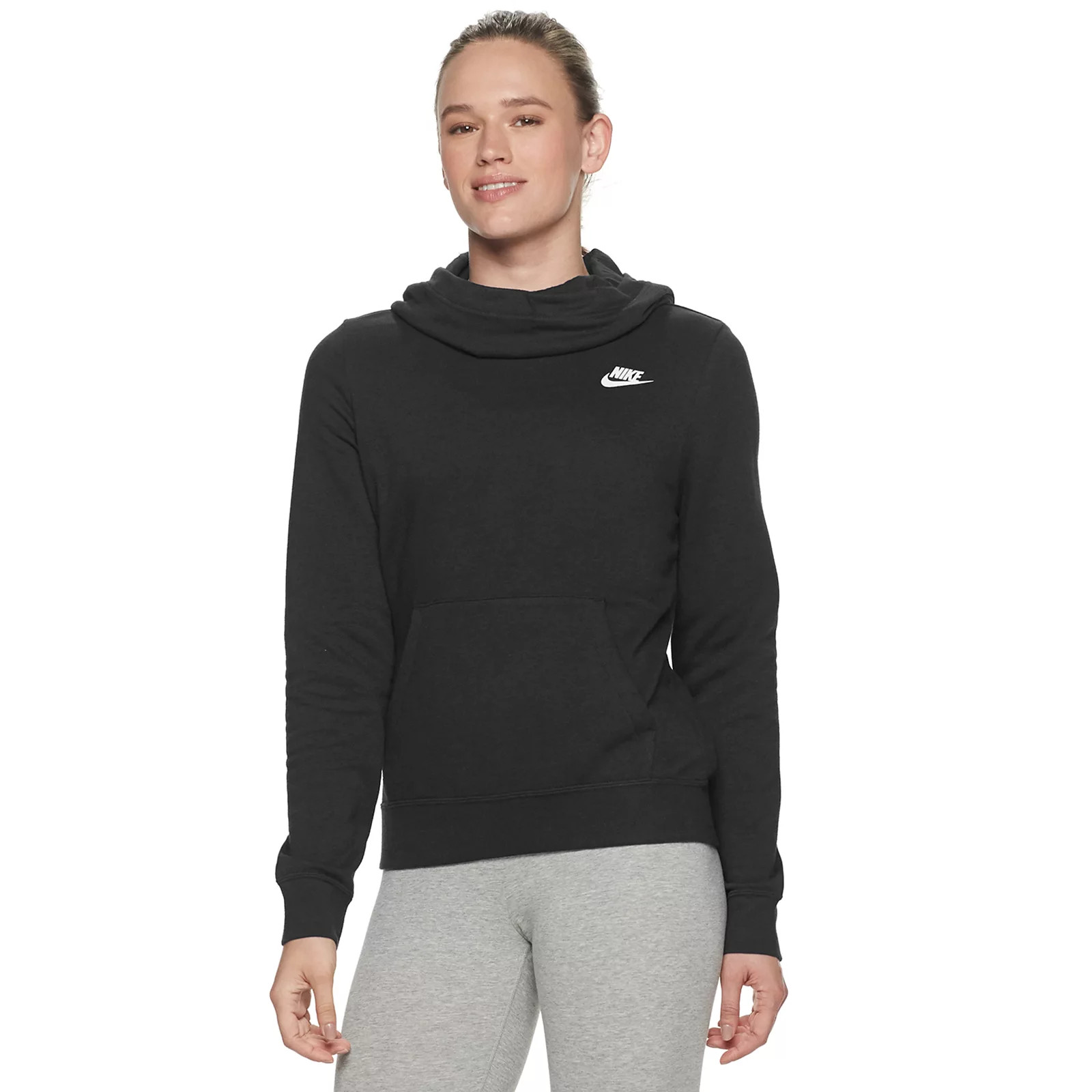 Women's Nike Sportswear Fleece Funnel-Neck Hoodie, Size: Medium, Grey | Kohl's