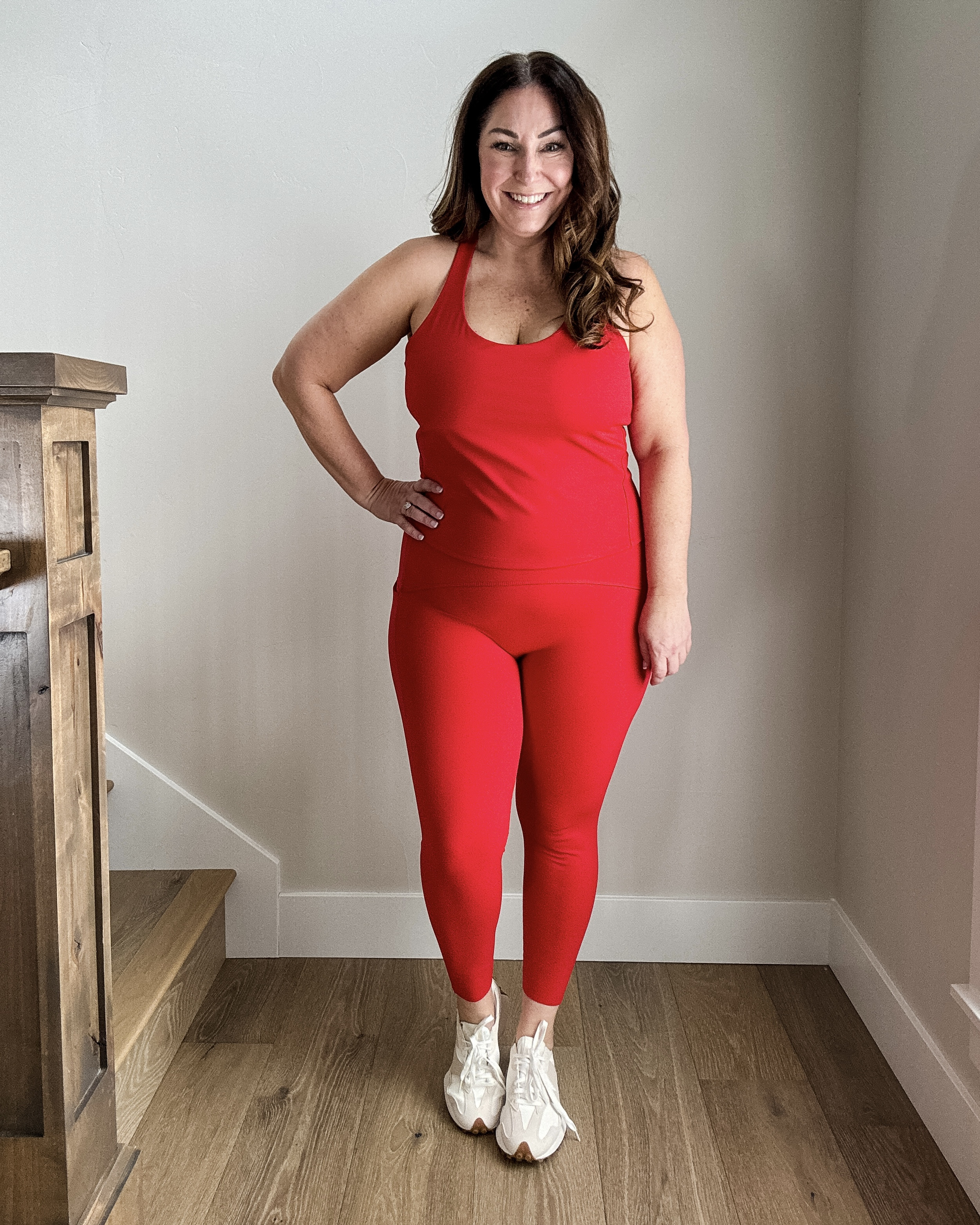 SPANXshape Booty Boost Leggings wearing XL, size up if in-between, wearing XL in tank 
#spanxpartner @spanx 

 

#LTKFitness #LTKMidsize #LTKActive