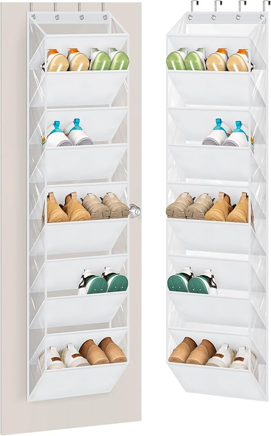 Amazon.com: AOODA 10 Tier Clear Over the Door Shoe Organizer Storage, Deep Pockets Large Hanging ... | Amazon (US)