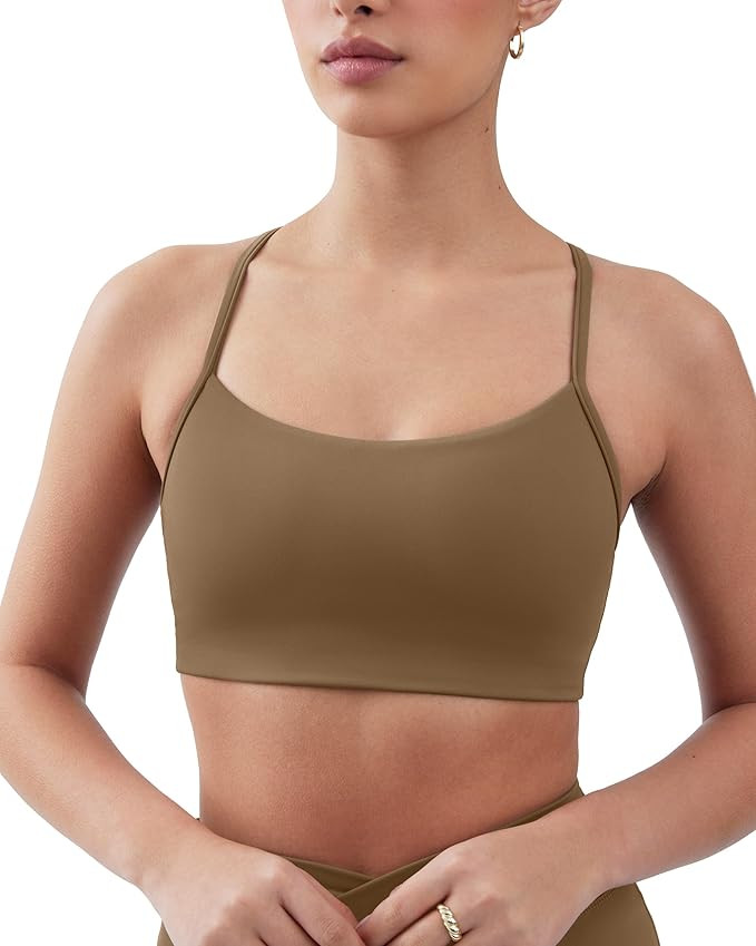 PAVOI ACTIVE Yoga Racerback Bras for Women - Buttery Soft Low Support Scoop Neck Y-Back Thin Stra... | Amazon (US)