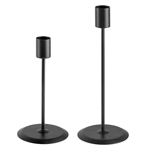 Matte Black Candle Holders, Set of 2 Decorative Candlestick Holders for Taper Candles, Metal Candle Stands for Home Decor, Wedding, Dinning, Party, Anniversary, Fits 3/4 Inch Thick Candle | Amazon (US)