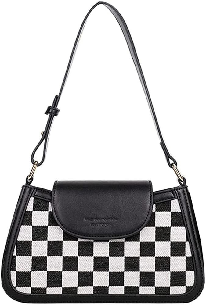 RTGGSEL Women's Contrast Color Plaid Striped Saddle Crossbody Shoulder Underarm Satchel Handbag T... | Amazon (US)