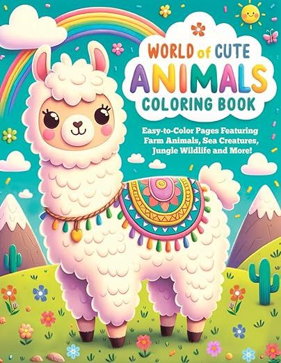 World of Cute Animals Coloring Book for Kids Ages 4-8: Easy-to-Color Pages Featuring Farm Animals... | Amazon (US)
