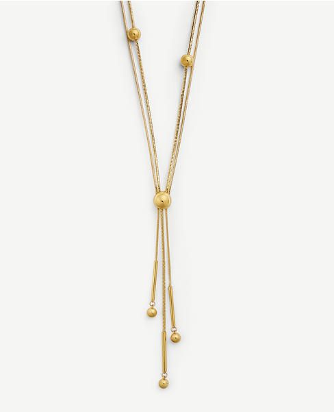 Long Metallic Bead Necklace | Ann Taylor (US)