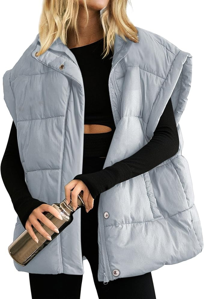 Songling Womens Oversized Puffer Vest Stand Collar Full Zip Sleeveless Bubble Puffer Vest Quilted... | Amazon (US)