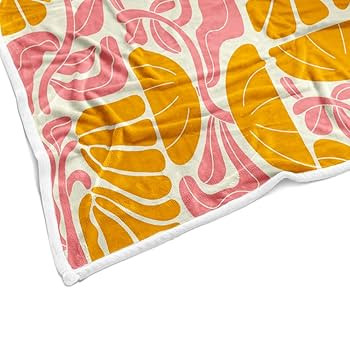 Boho Abstract Colorful Floral Throw Blanket, Vintage Retro Patchwork Orange Pink Flower Botanical... | Amazon (US)