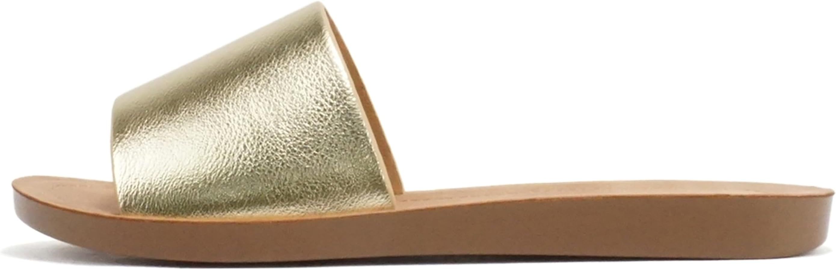 Soda Shoes Efron-S Women Flip Flops Basic Plain Slippers Slip On Sandals Slides Casual Peep Toe B... | Amazon (US)