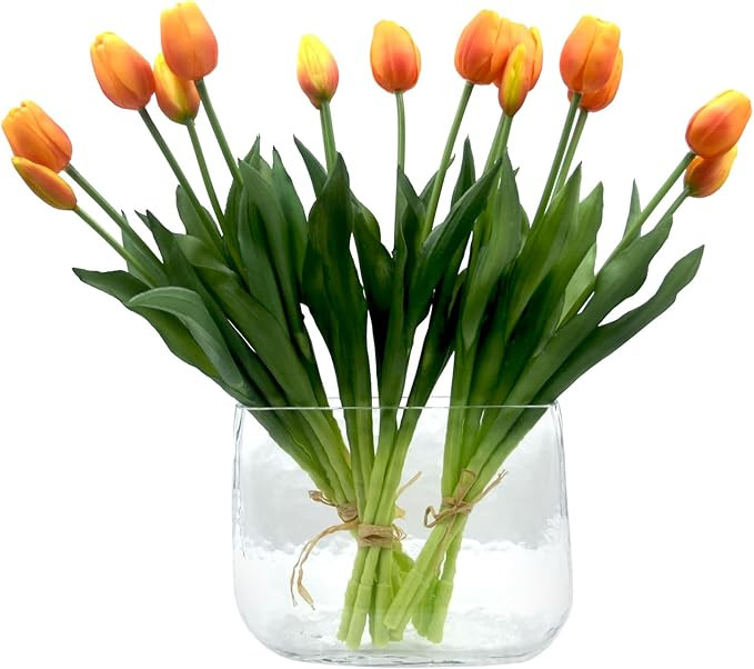 15pcs Artificial Tulips Flowers, Fake Tulips Real Touch, Faux Latex Bouquets, for Party Wedding H... | Amazon (US)