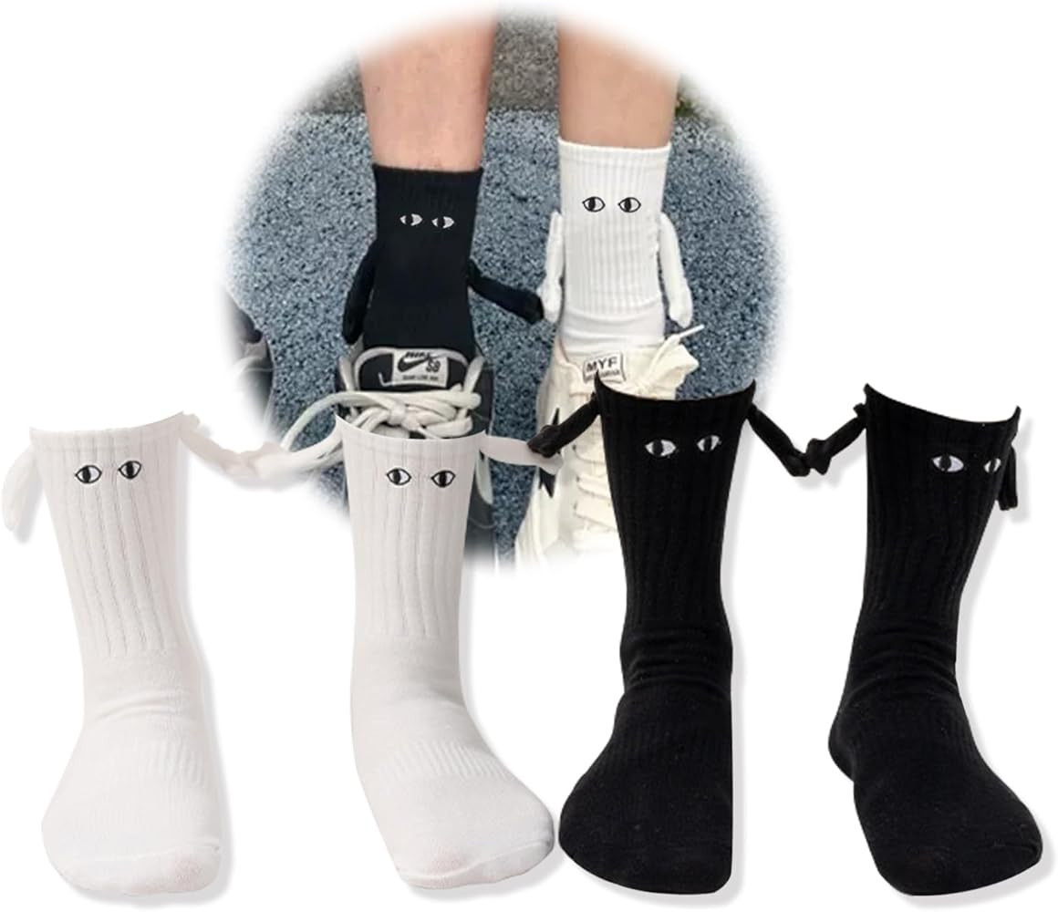 Yawlsow 2 Pair Holding Hands Socks, Funny Magnetic Suction 3D Doll Couple Socks，Unisex Couple S... | Amazon (US)
