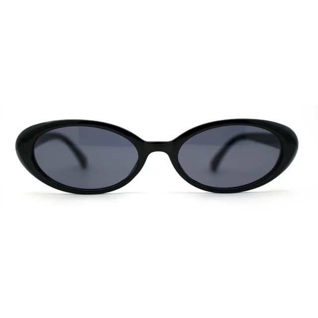 SA106 Womens Simple Classical Oval Thin Plastic Sunglasses All Black | Walmart (US)