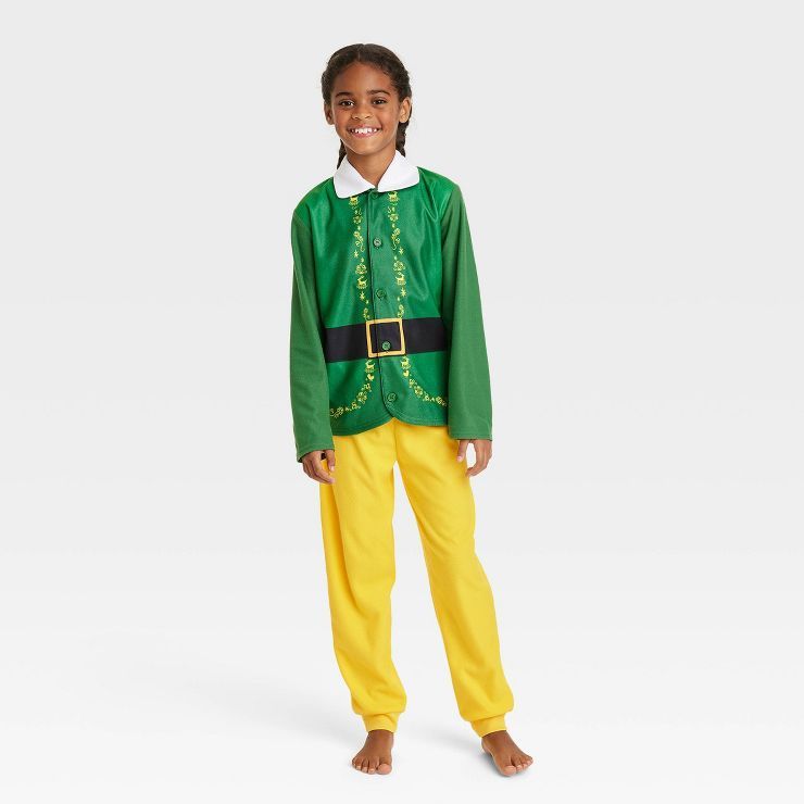 Girls' Elf Cosplay Coat Pajama Set - Green | Target