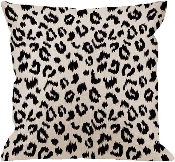 HGOD DESIGNS Leopard Pillow Cover,Decorative Throw Pillow Leopard Print Pillow Cases Cotton Linen... | Amazon (US)