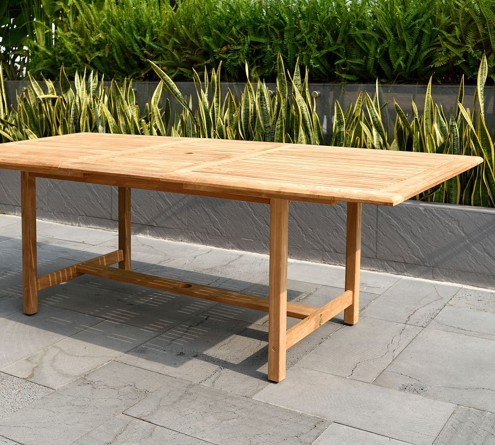 Nassau Extending Teak Rectangular Outdoor Dining Table | Pottery Barn (US)