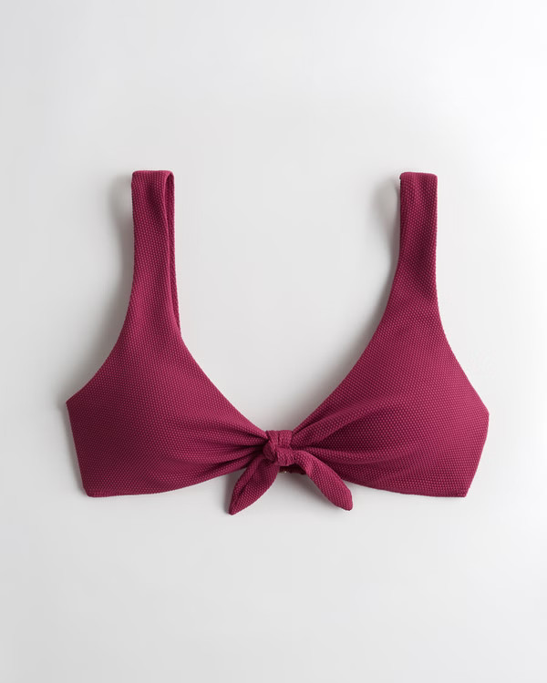 Textured Tie-Front Scoop Bikini Top | Hollister (US)