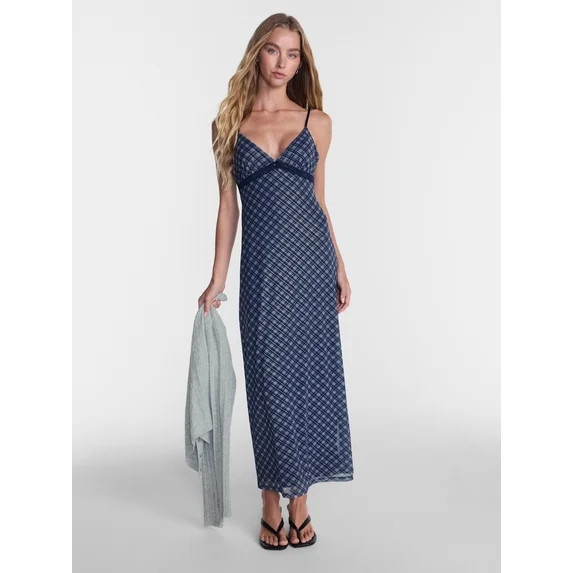 No Boundaries Triangle Mesh Maxi Dress, Women’s XXS-XXL | Walmart (US)
