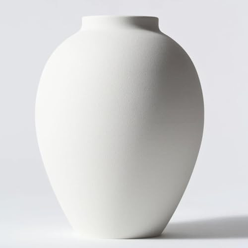 White Vase for Home Decor - Modern Farmhouse Ella Flower Vase for Table | Amazon (US)