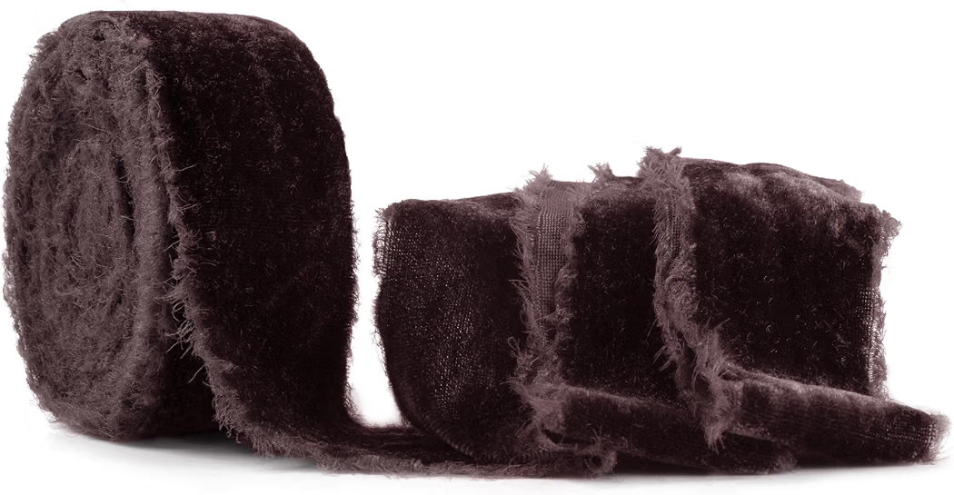 Brown Frayed Velvet Ribbon 1.5 Inch Handmade Vintage Ribbon for Christmas Tree, Gift Wrapping, Ou... | Amazon (US)