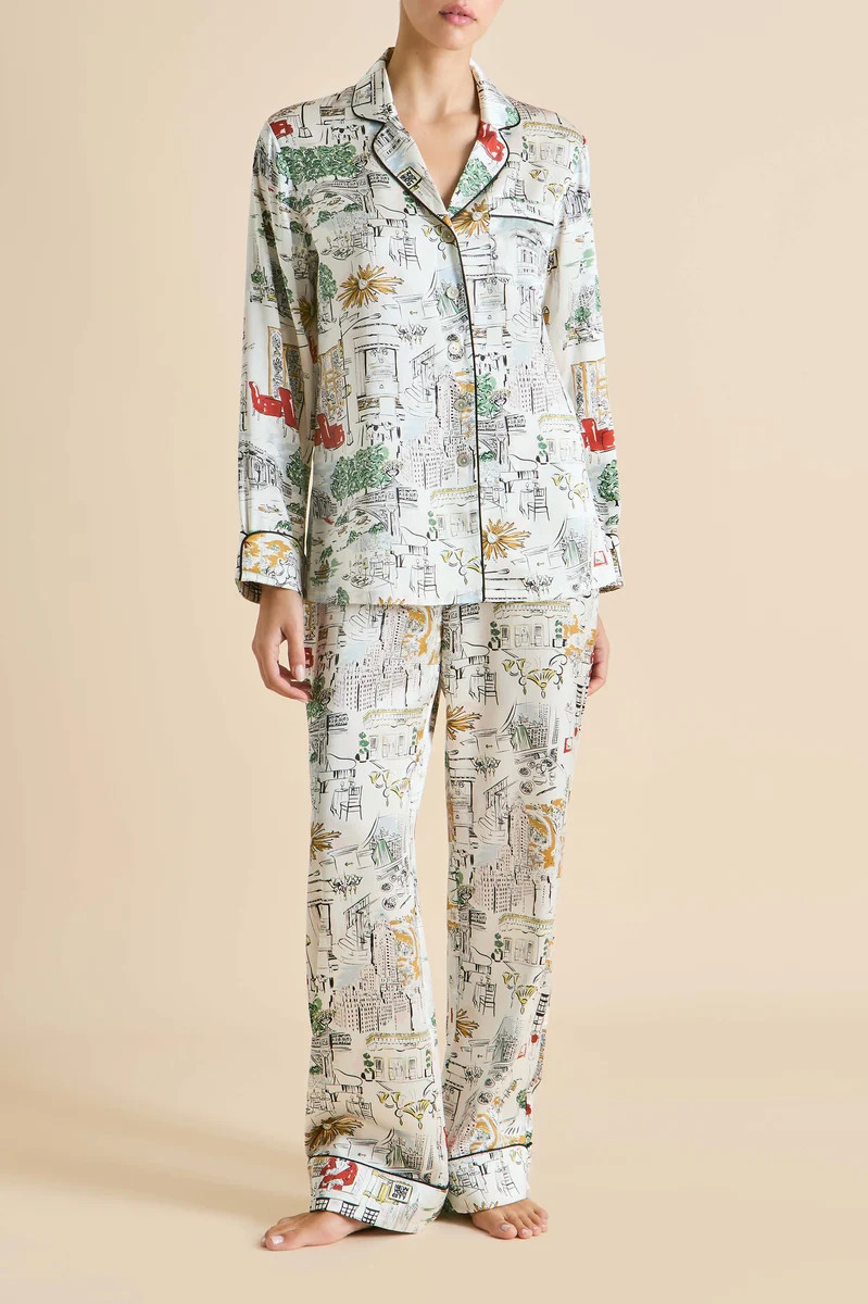 Lila Carlyle Ivory Pajamas in Silk Satin | Olivia von Halle