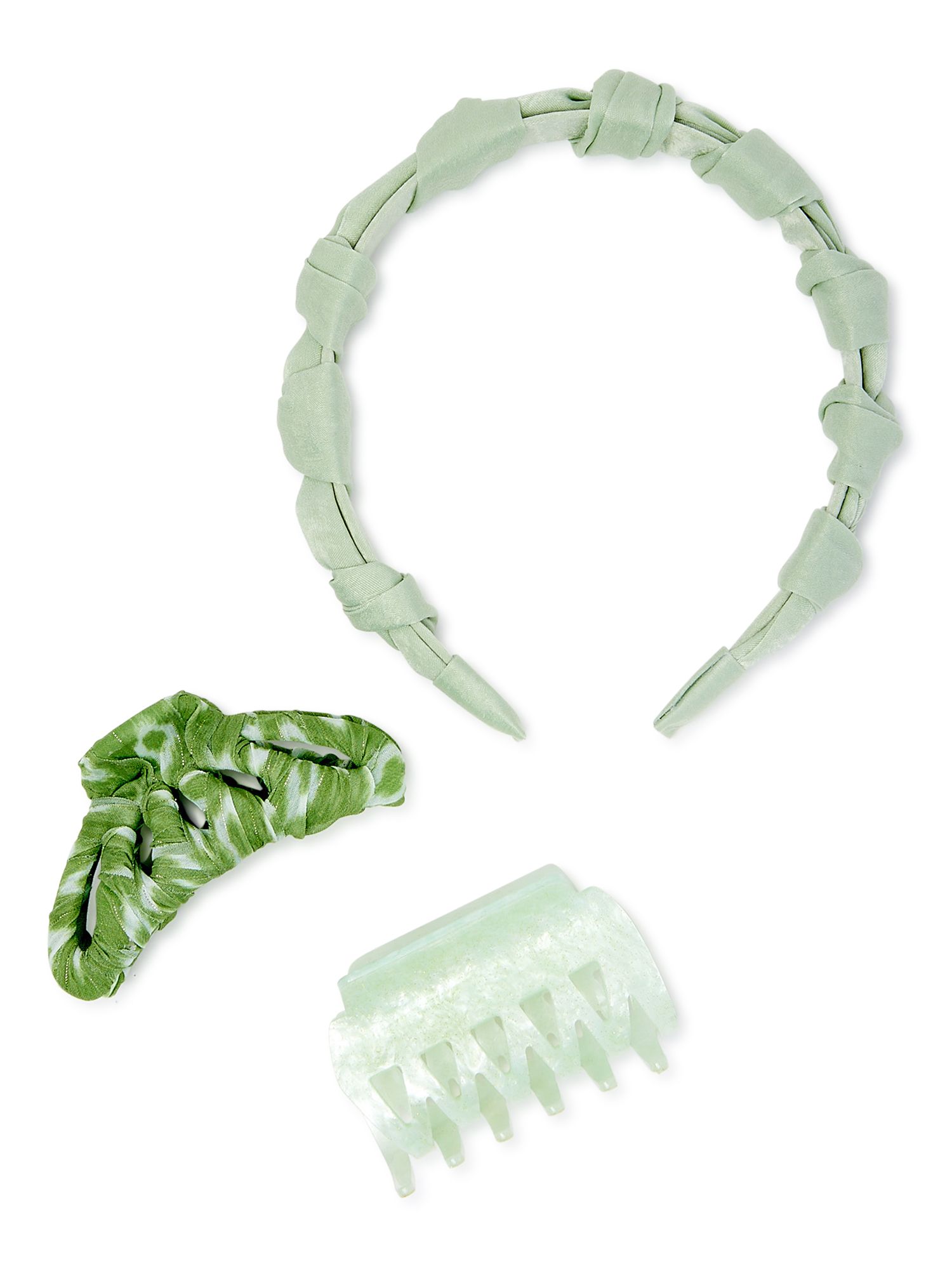 Time and Tru Women's Green Claw Clips and Headband, 3-Pack | Walmart (US)