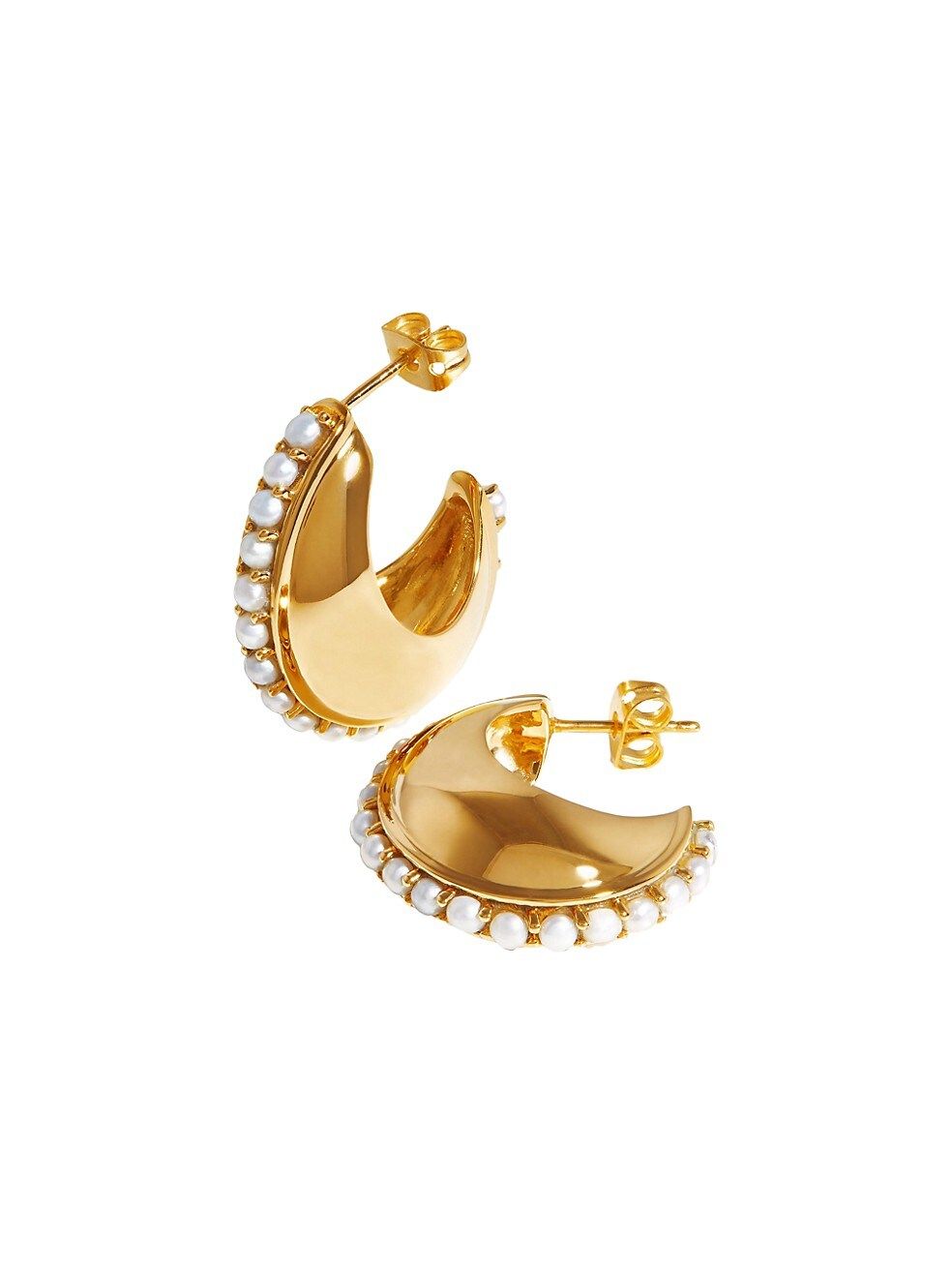 Gemstone Dome 18K Gold-Plate & Freshwater Pearl Hoop Earrings | Saks Fifth Avenue