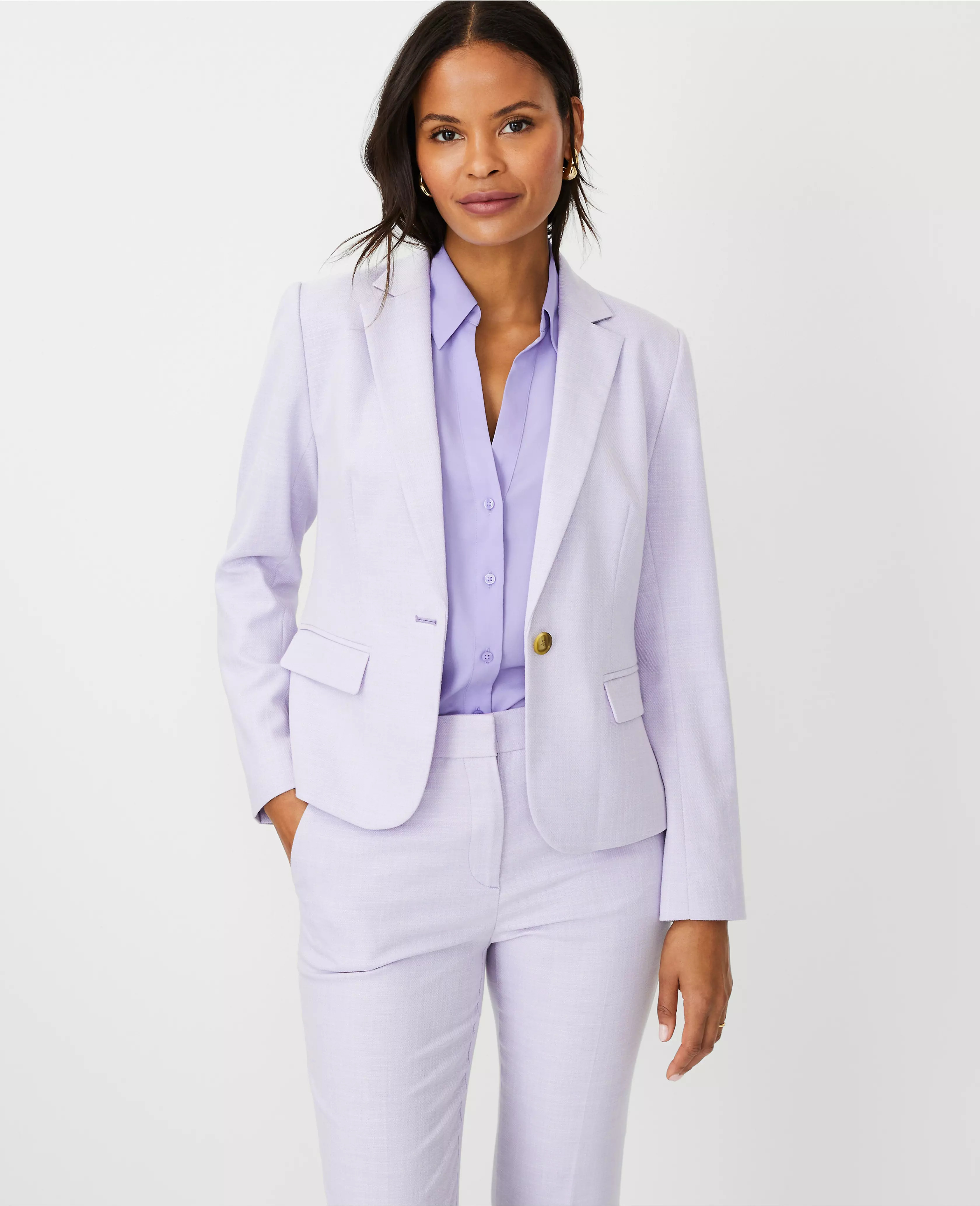 The Petite Perfect One Button Blazer in Textured Stretch | Ann Taylor (US)