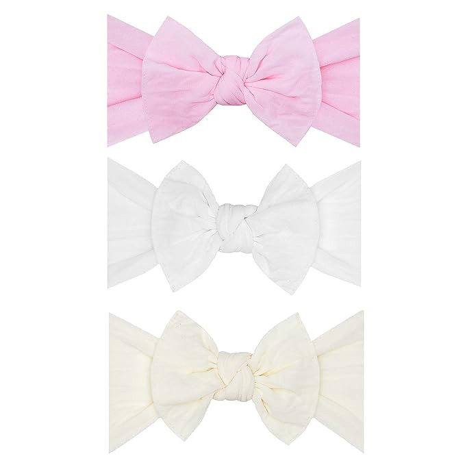 Baby Bling Bows - Newborn to Little Baby Girl Bows, 3PK CLASSIC KNOT Nylon Super Soft Stretchy To... | Amazon (US)