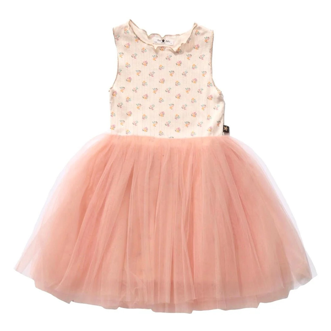 VINTAGE FLOWERS TUTU DRESS 2 / ORANGE | Mini Dreamers 