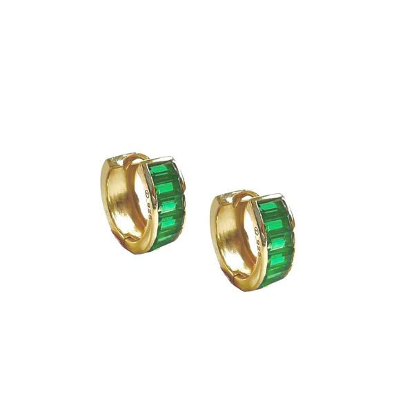 Peyton Emerald Cz Huggies | Sahira Jewelry Design