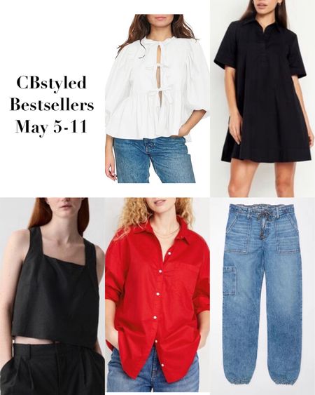Bestsellers May 5-11! I’m 5’ 7 size 4ish:
1. Tie front Amazon top: designer look for less! Trendy style and so cute, tie the ties close together and wear a nude bra, it won’t really show. I got my usual small and it’s pretty roomy and wide. Ships to Canada (the version on .ca is not longer available)
2. Old Navy shirt dress: very cute and breezy for summer, so versatile, has pockets & is on sale! I sized up to M and I find it too wide and short so I exchanged for S tall.
3. Linen blend top: 40% off! Very cute for summer, easy to dress up or down, regular bra strap friendly & lots of colors. Fits tts/slightly boxy
4. Button up shirt: on sale! 100% cotton, material is thin and perfect for spring and summer. 16 color ways! I sized up to M cause I have long arms and the sleeves are still slightly short on me.
5. Denim joggers: drawstring waist and the bottom can be cinched tighter. Great for spring and summer and so comfortable. Many weeks on my bestsellers but sizes are limited now.
Also linked more of the most popular items


#LTKstyletip #LTKworkwear #LTKtravel