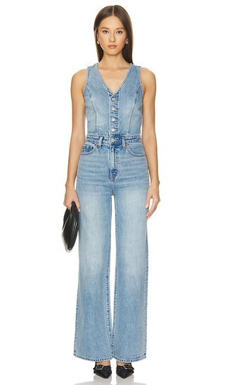 LEVI'S Denim Vest Wideleg Jumpsuit in Blue. - size 27 (also in 24, 30) | Revolve Clothing (Global)