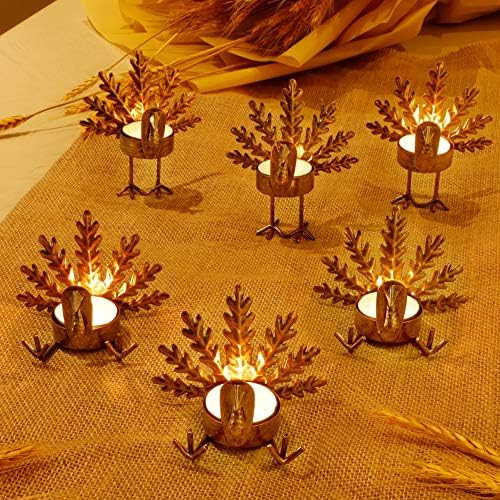 Amazon.com: FORUP 6 Pack Metal Turkey Tea Light Candle Holders, Thanksgiving Candle Holder, Thank... | Amazon (US)