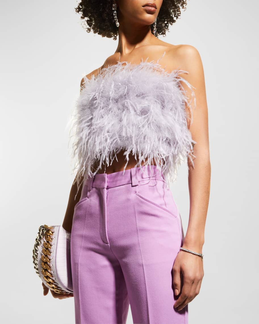 LaMarque Zaina Ostrich Feather Bustier Top | Neiman Marcus