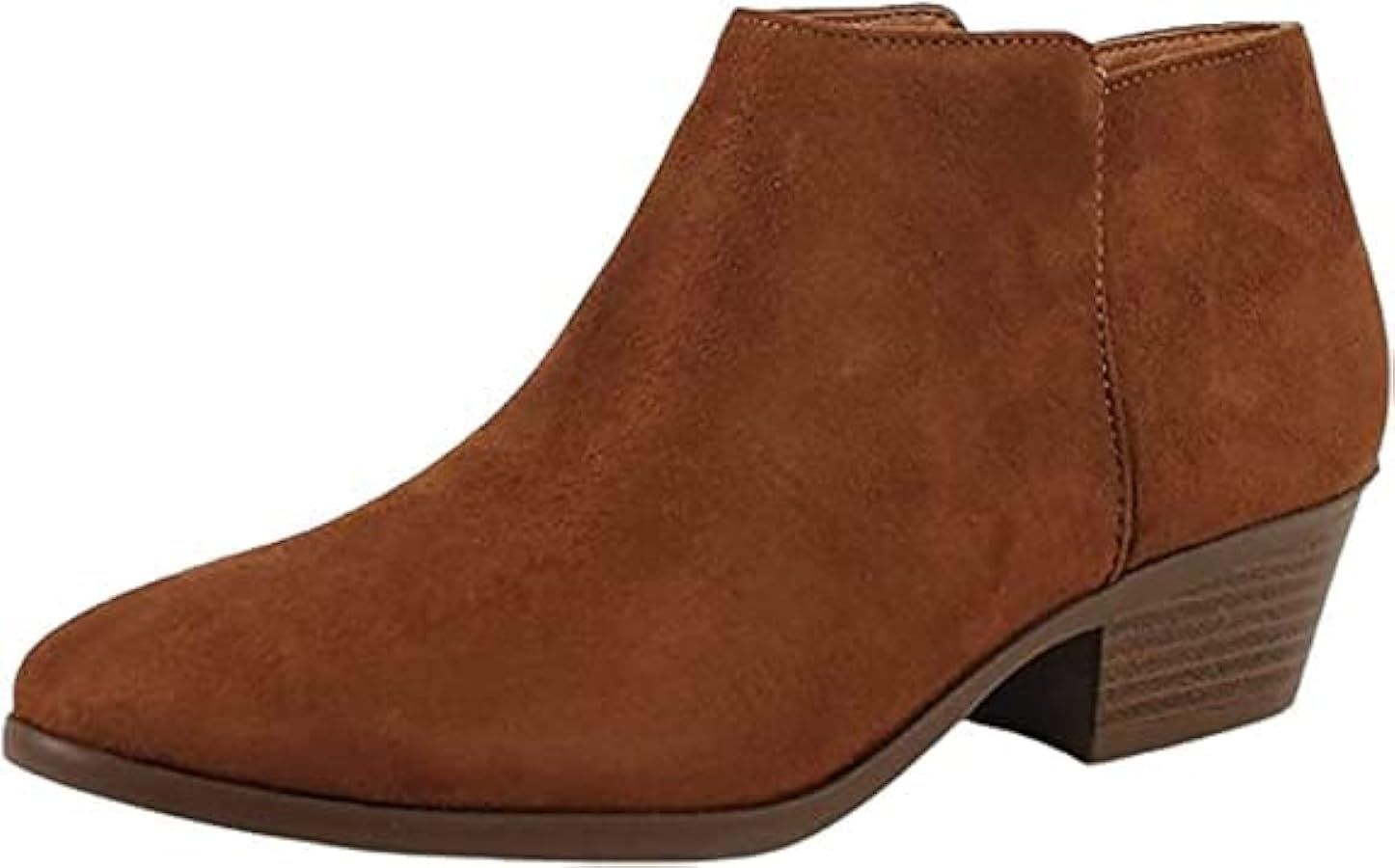 Soda Women's Mug Round Toe Faux Suede Stacked Heel Western Ankle Bootie | Amazon (US)