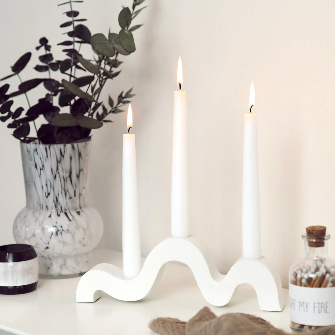 Handmade Concrete Wiggle Candle Holder: Nordic Minimalist Design - Etsy | Etsy (US)