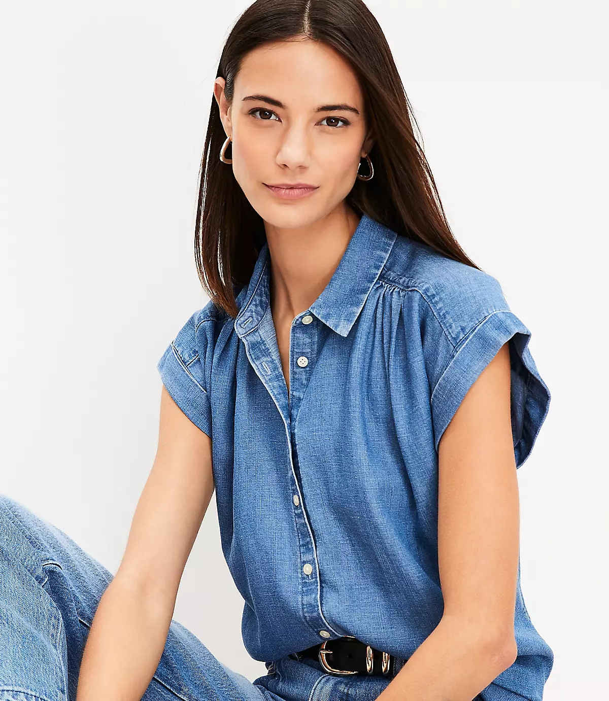 Petite Chambray Dolman Everyday Shirt | LOFT