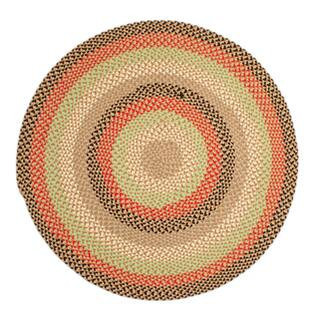 Plymouth Round 4 ft. Earthtone Geometric Farmhouse Area Rug | The Home Depot