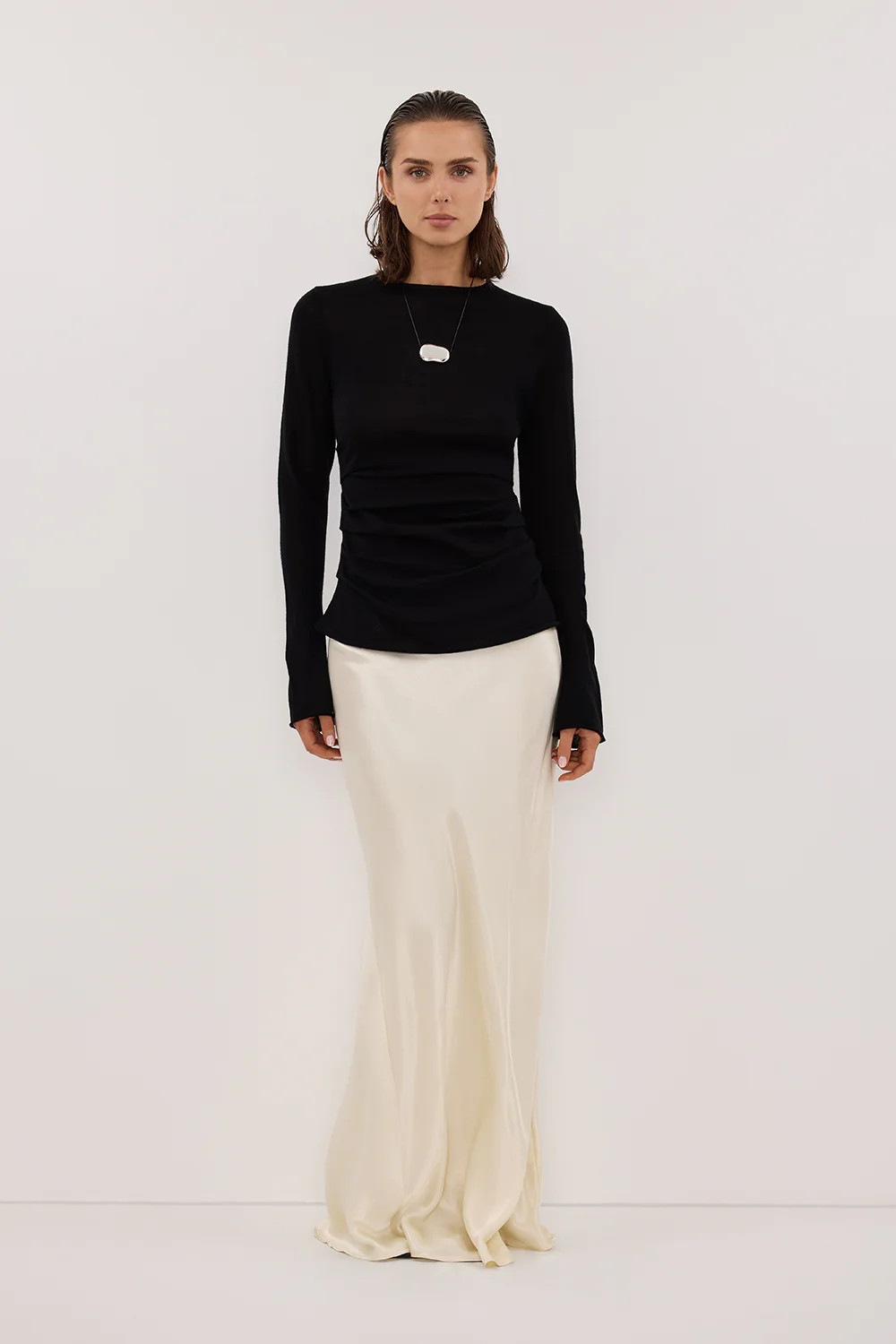 NICO BLACK MERINO KNIT TOP | DISSH