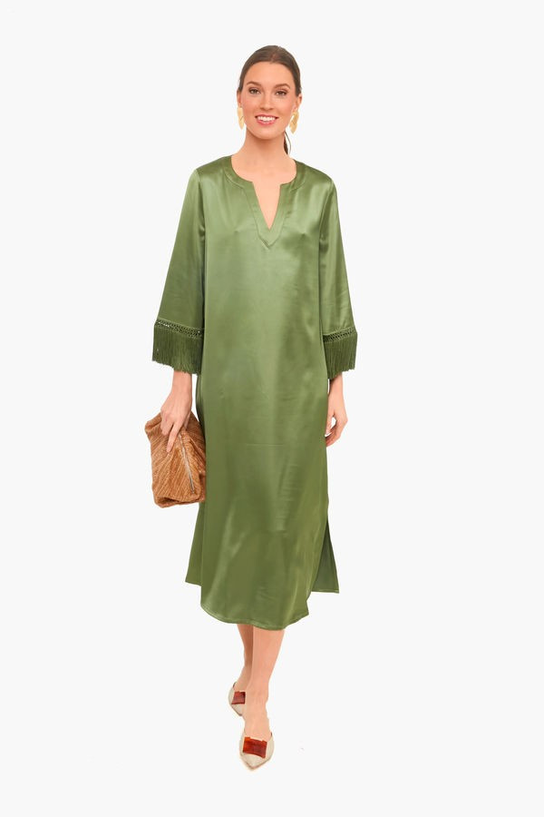 Cactus Green Fringe Jamie Dress | Tuckernuck (US)