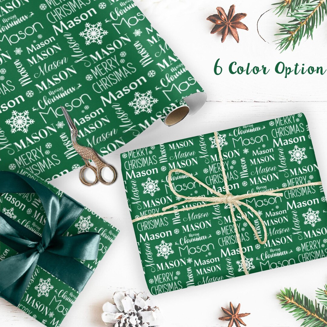 Personalized Name Christmas Wrapping Paper, Custom Wrapping Paper Christmas, Christmas Gift Wrap,... | Etsy (US)