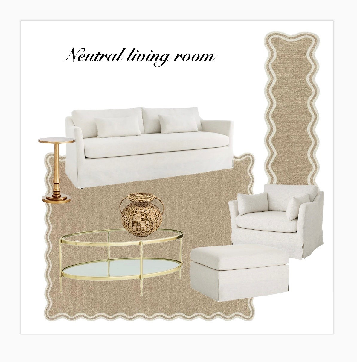 AtHome living room | Neutral Coastal | Sofa | rugs | Voffee Table | vases | Runner | Accent Chair | Ottoman

#LTKHome