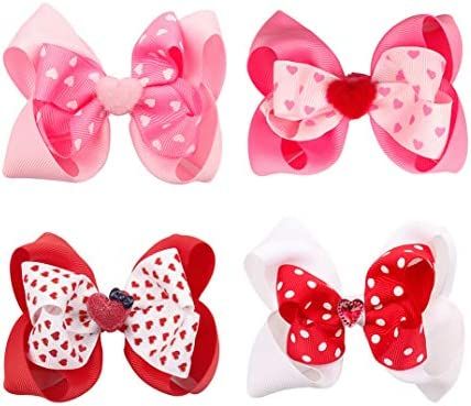 Valentine's Hair Hoop Headband Bow Baby Girls Hair Clips Pin Bow Accessories JHV13 (Hair Clips-A) | Amazon (US)