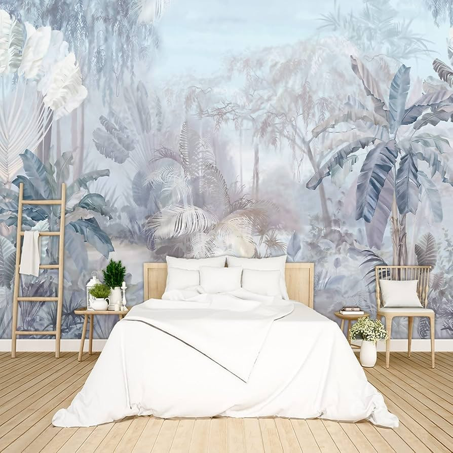 Tropical Botanical Wallpaper Woodland Forest Tree Bedroom Banana Leaf Plant murals Aesthetic Room... | Amazon (US)