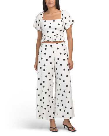 2pc Polka Dot Printed Top And Pants Set for Women | Polyester/Rayon | Marshalls